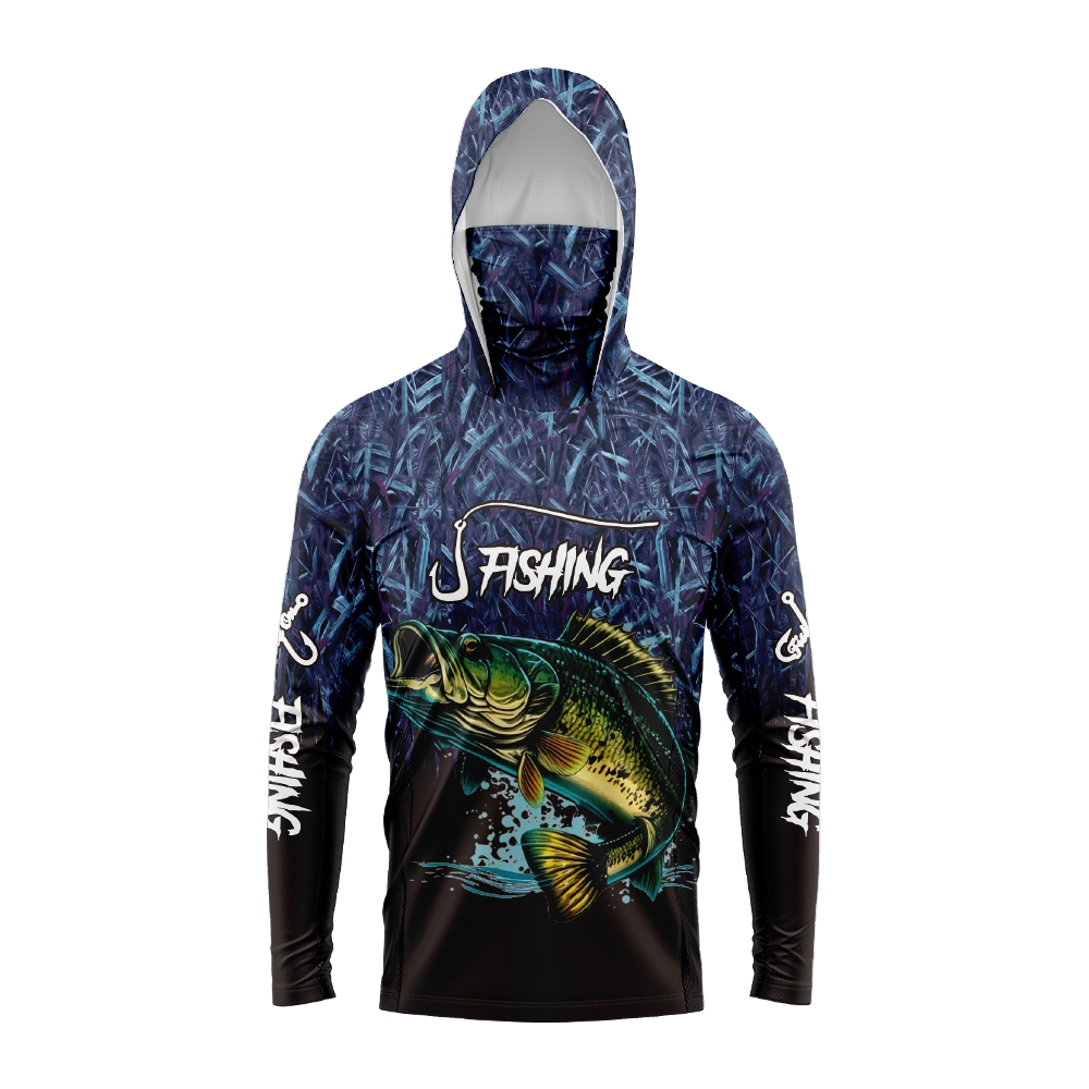 Outdoor Sports - Herren-Angelhoodie mit Fischmotiv und Gesichtsmaskenschutz, schnell