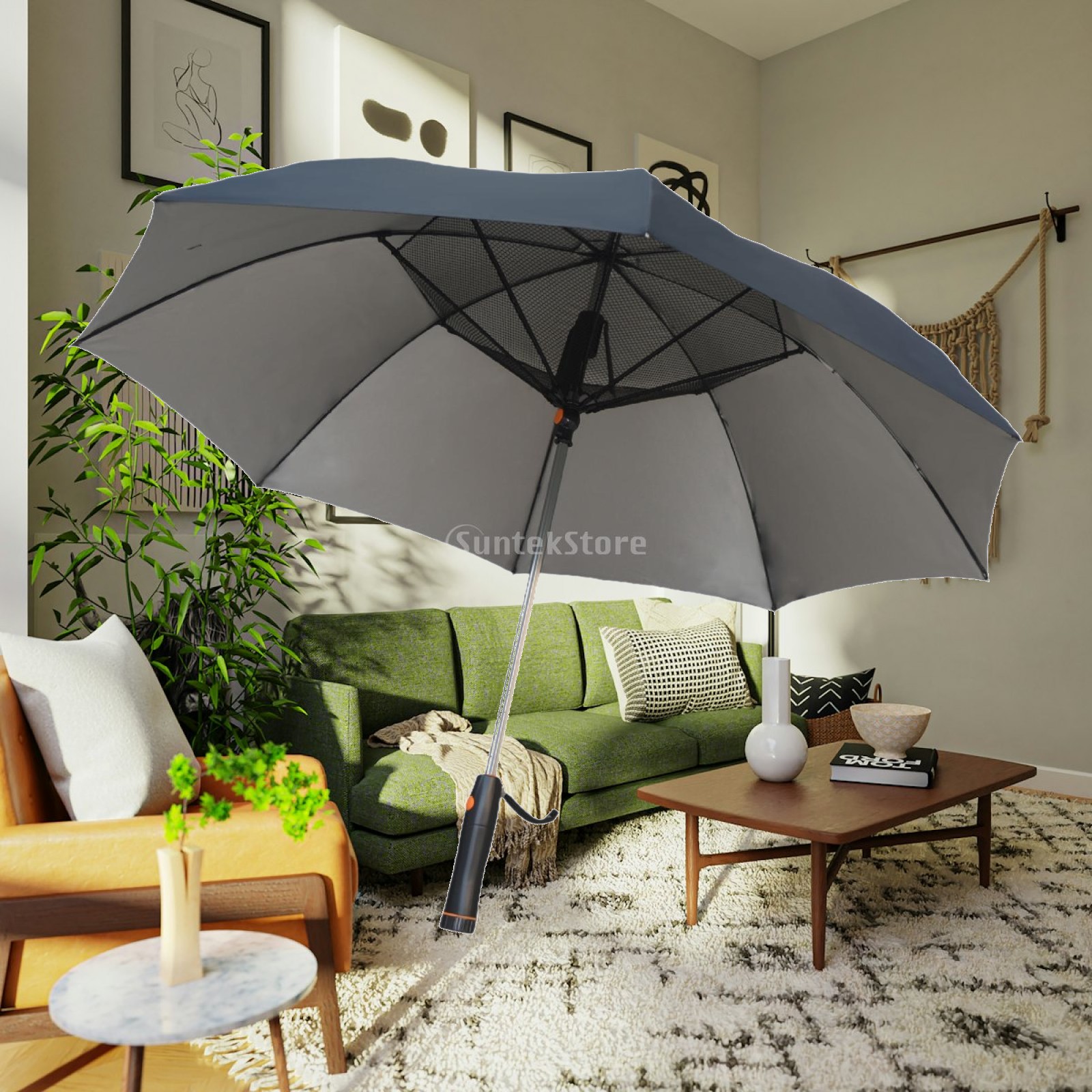 Outdoor Sports Umbrella - Regenschirm mit eingebautem Ventilator, kompakter, sonnenschutzierender