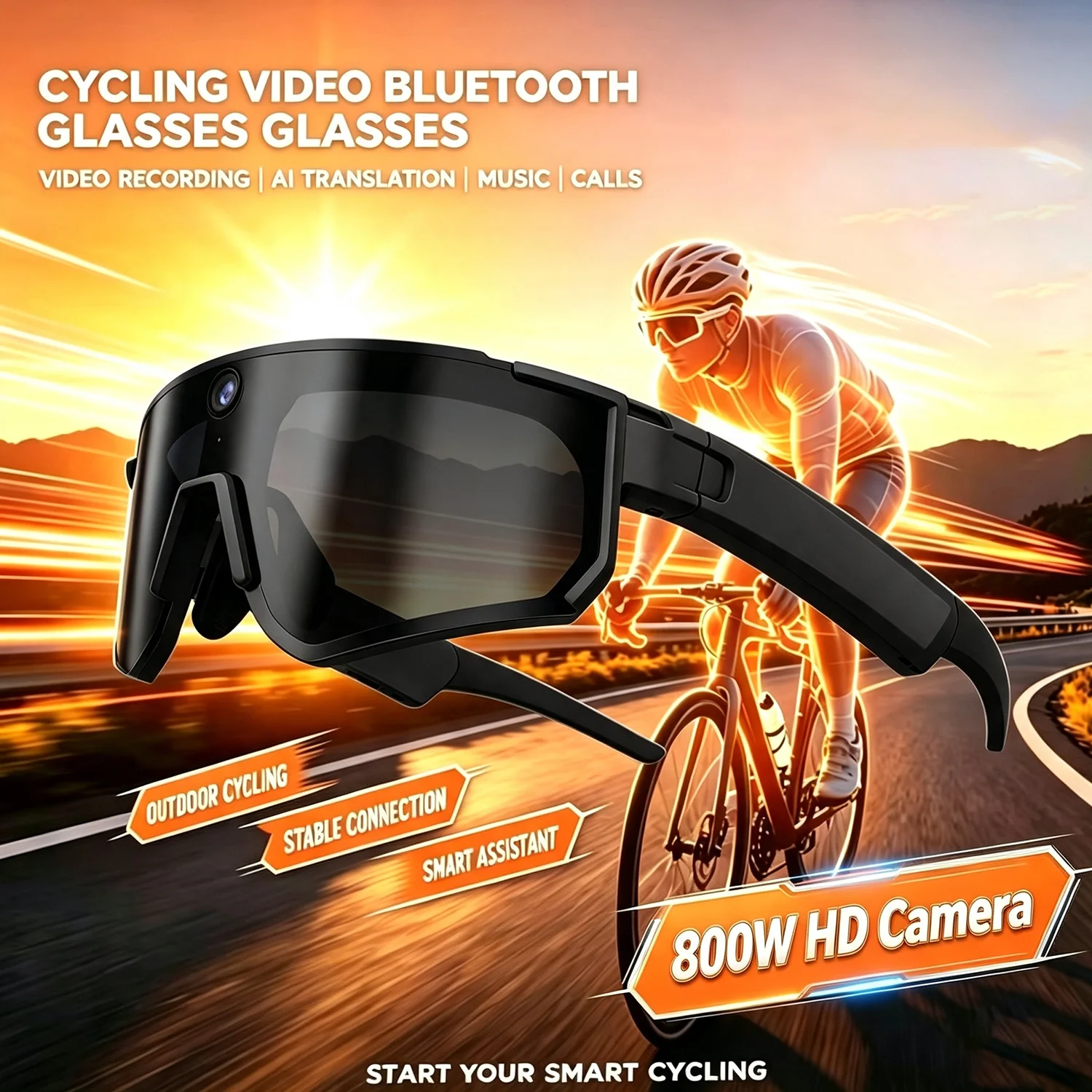 Outdoor Sport Camera - 800W AI Smart Kamera-Brille 1080P Video