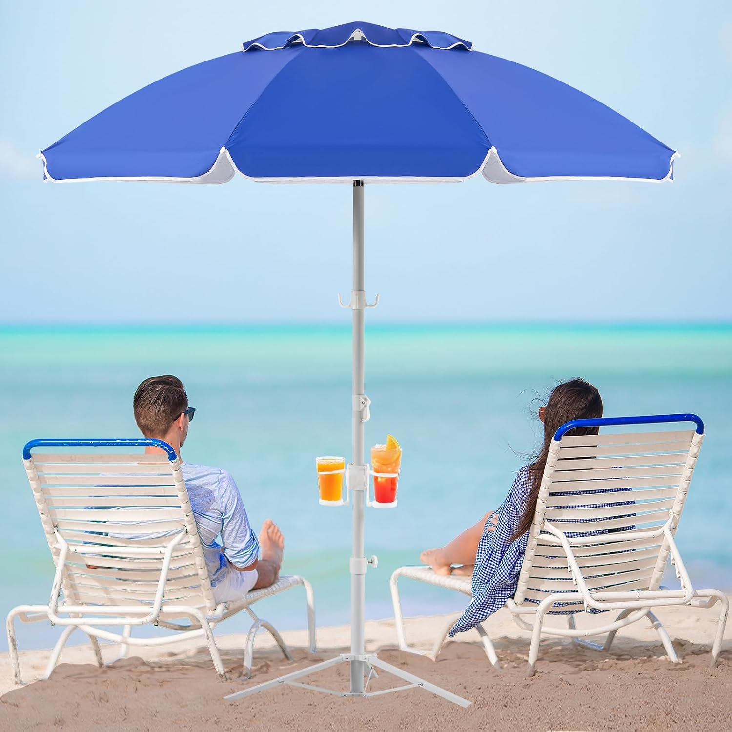 Outdoor Sports Umbrella - 6,5 Fuß tragbarer Sonnenschirm mit Ständer,