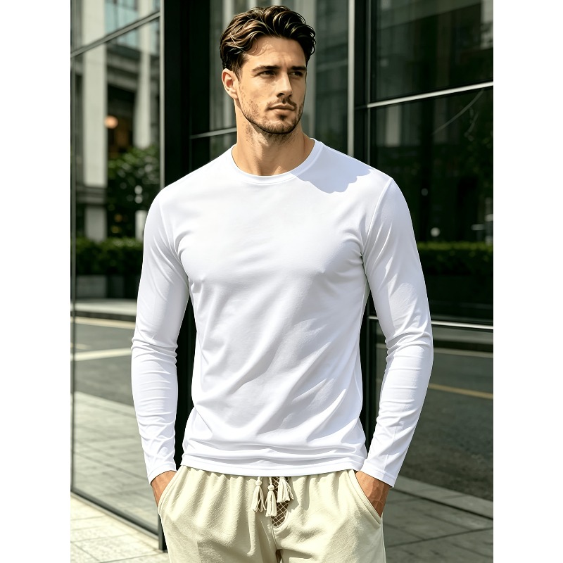 Einfarbiges Rundhals-Langarm-T – Outdoor Sports Bewertung und Preis