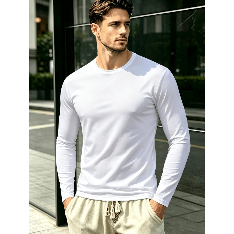 Einfarbiges Rundhals-Langarm-T – Outdoor Sports Bewertung und Preis
