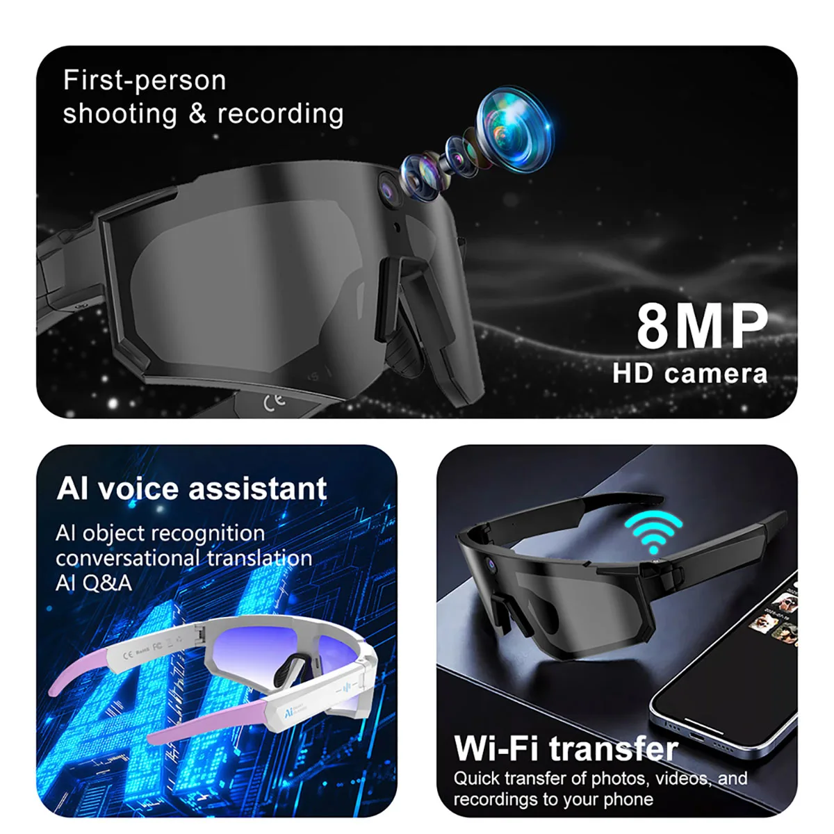 800W AI Smart Kamera-Brille 10 – Outdoor Sport Camera Bewertung und Preis